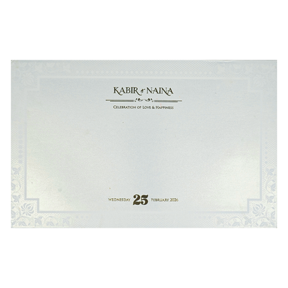 Buy White Gold Barat Padded Wedding Card