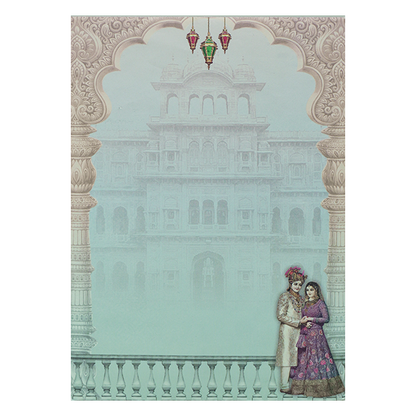 Pastel Traditional Bride Groom Invitation Card-KNPP684B