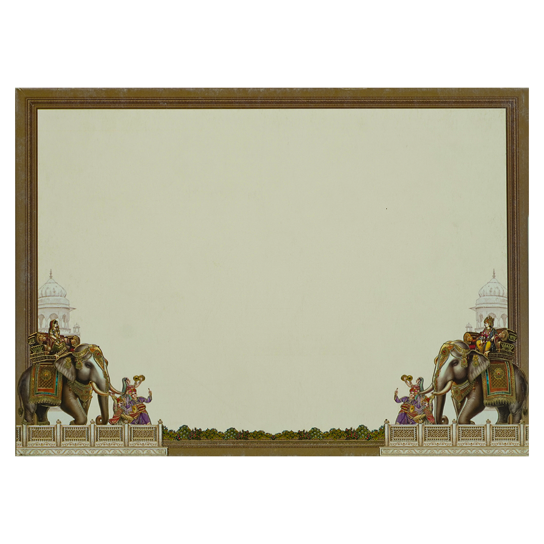 Brown Palace Elephant Padded Premium Wedding Card - KAK01770