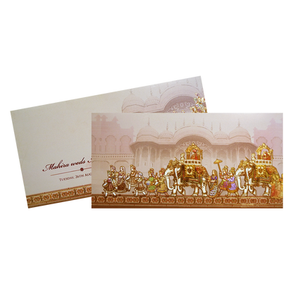 Beige Royal Baarat Boxed Wedding Card-KPR06530