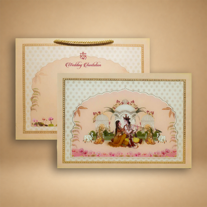 Pink Radha Krishna Wedding Invitation Box-KMMEX8340
