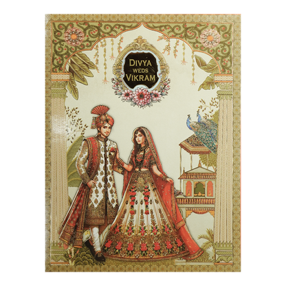 Mint Green Peacock Couple Wedding Card-KNKJ1144