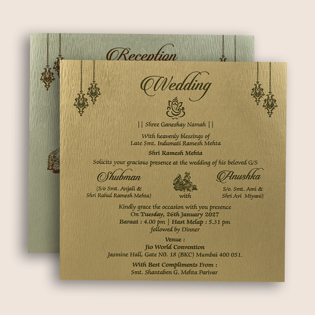 Grey Embossed Floral Wedding Invitation - KRB10120