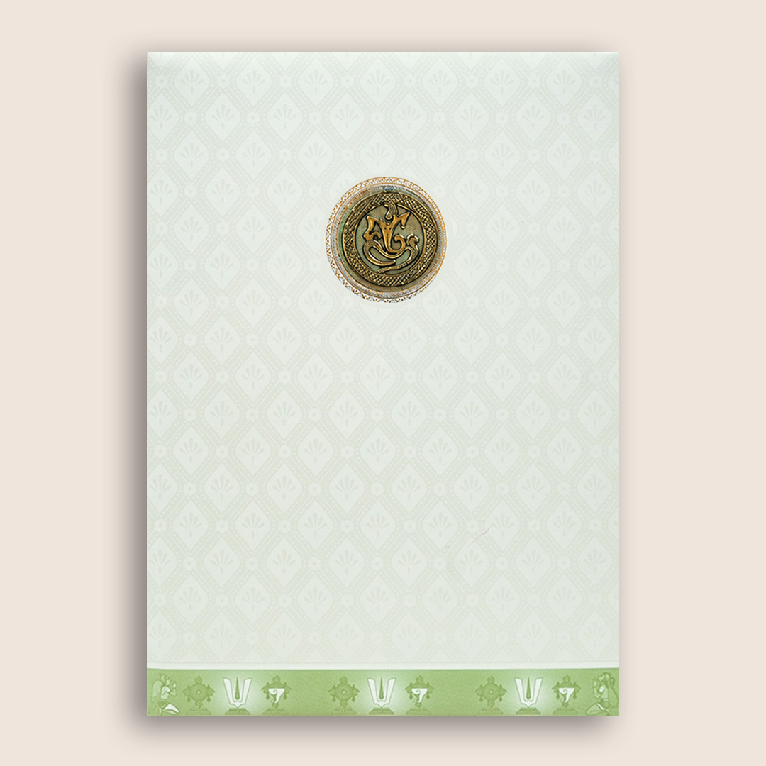 White Pastal Green Lord Venkateshwara Wedding Card - KNA2405G