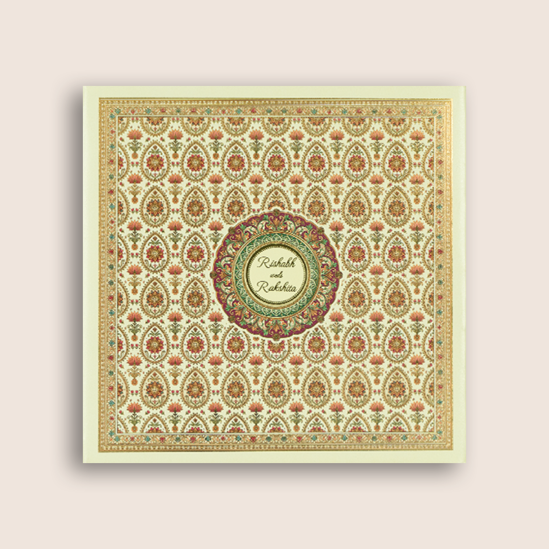 Cream Floral Pattern Premium Invitation - KAA06330