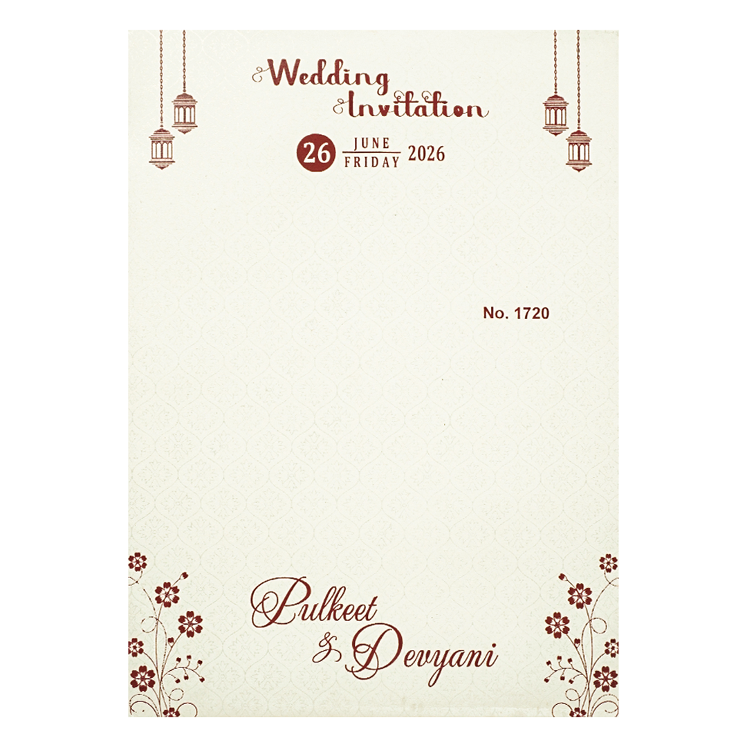 White Door Style Padded Wedding Card-KJTS1720