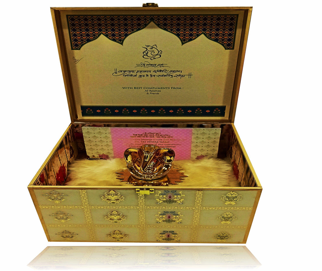 Cream Ultra Premium Designer MDF Invitation Card-KNKUP025