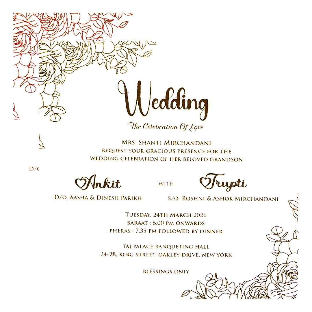 White Floral Minimalist Wedding Card-KPR06600