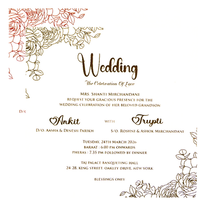 White Floral Minimalist Wedding Card-KPR06600