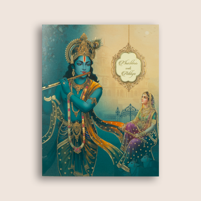 Blue Radha Krishna Premium Wedding Card - KAA05020