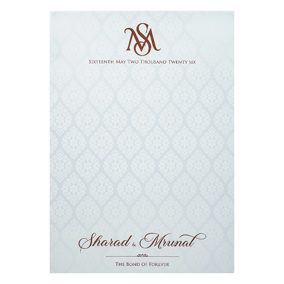 Buy White Ganesh Embossed Floral Wedding card