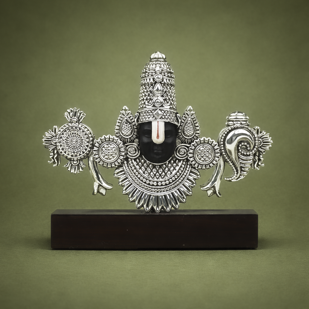 Antique White Metal Tirupathi Balaji Face Idol-GRI0070