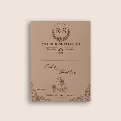 Patel Brown Elegant Floral Laser Cut Wedding Invitation - KJP25200