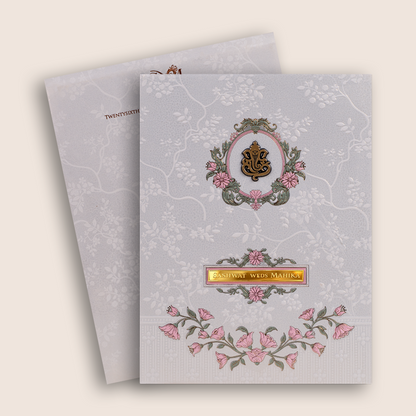 Light Ivory Floral Padded Wedding Invitation Card - KRE29120