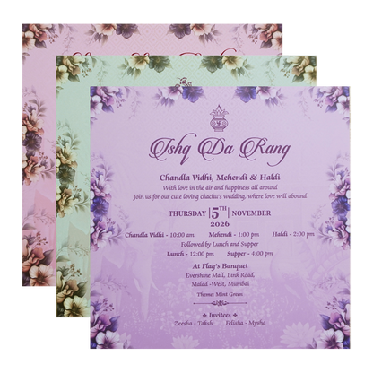 Pink Padded Floral Door Wedding Card - KVN07650