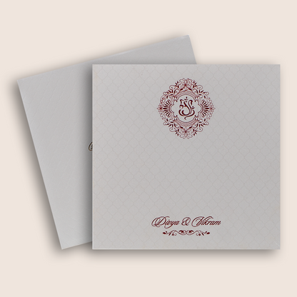 White Embossed Padded Wedding Card - KNK4021W
