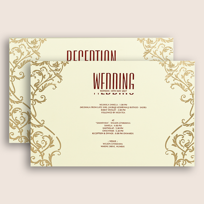 Cream Embossed Floral Padded Marriage Card - KPR010360