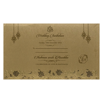 Gold Floral Door Style Padded Wedding Card-KRB09320
