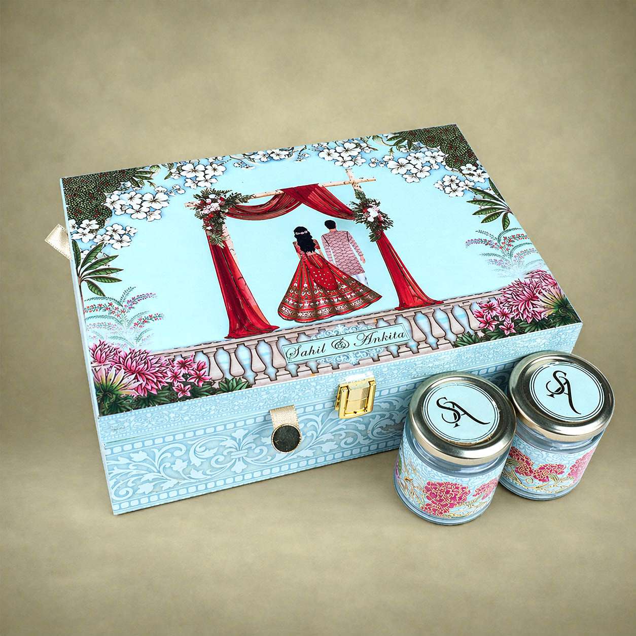 Blue Premium Bride Groom Luxury Invitation Box - KNLW20257
