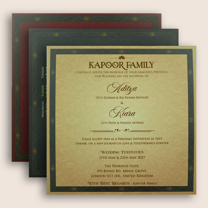Maroon Floral Laser Cut Padded Marriage Invitation - KFR17440