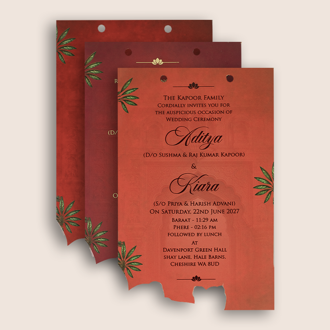 Red Horse Chariot MDF Laser Cut Wedding Card - KFR17030