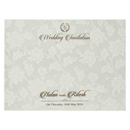White Circle Floral Padded Wedding card-KRE28330