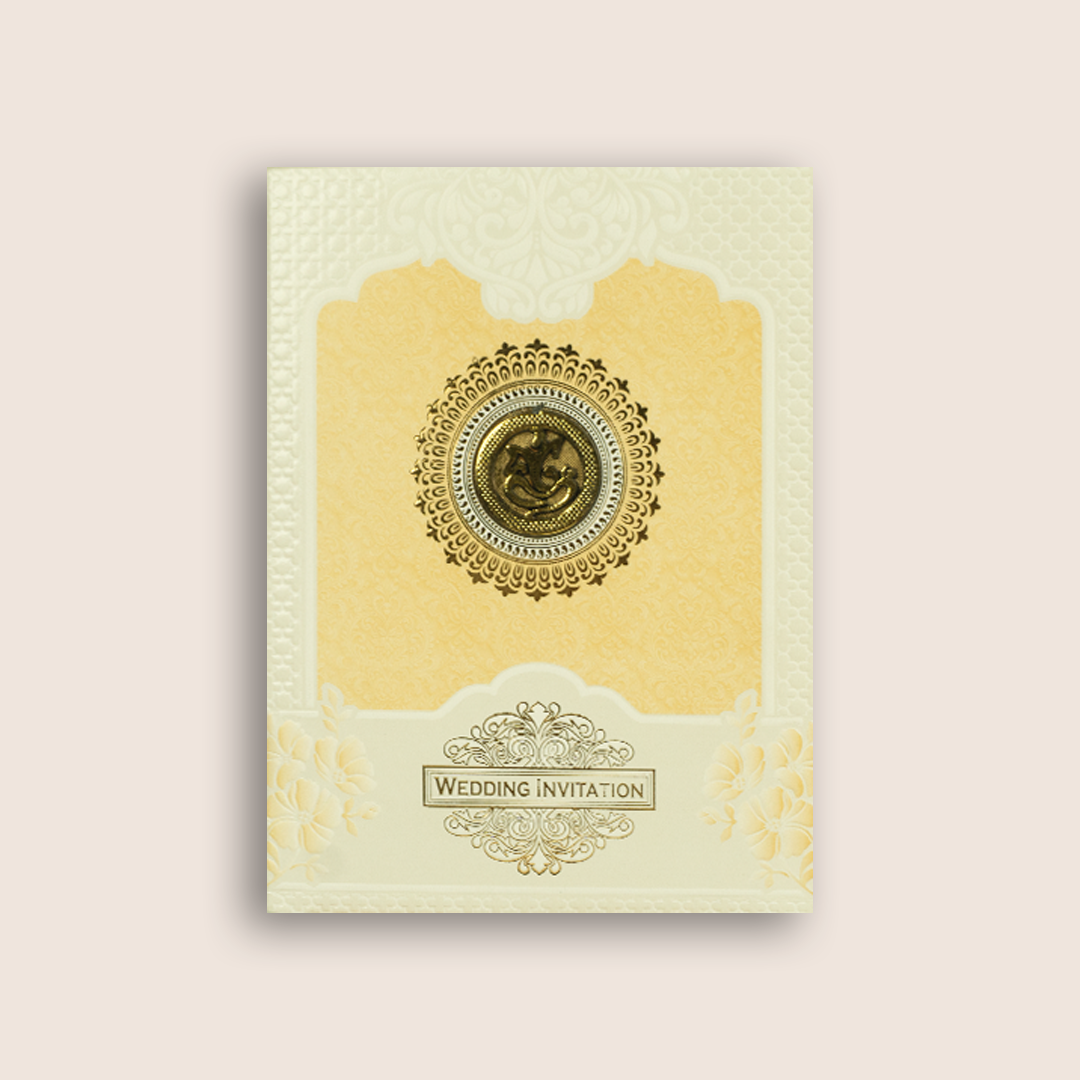 Yellow and White Mandala Wedding Card - KNK7080O