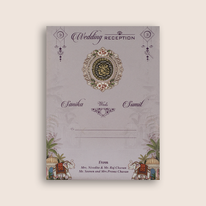 Lavender Royal Elephant Door Style Wedding Invitation - KSH27150