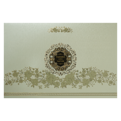Pastel Green Gold Floral Padded Wedding Card-KSSC2380