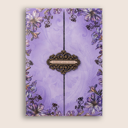 Lavender Floral Door Style Wedding Invitation -  KVN07800
