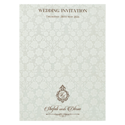 White Embossed Floral Arch Padded Wedding Card-KRE28250