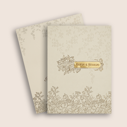 White Floral Embossed Padded Invitation Card - KPR010220