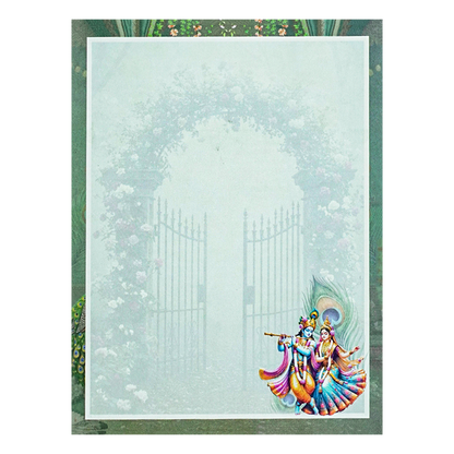 Green Radha Krishna Elegant Wedding Card - KNTY6816