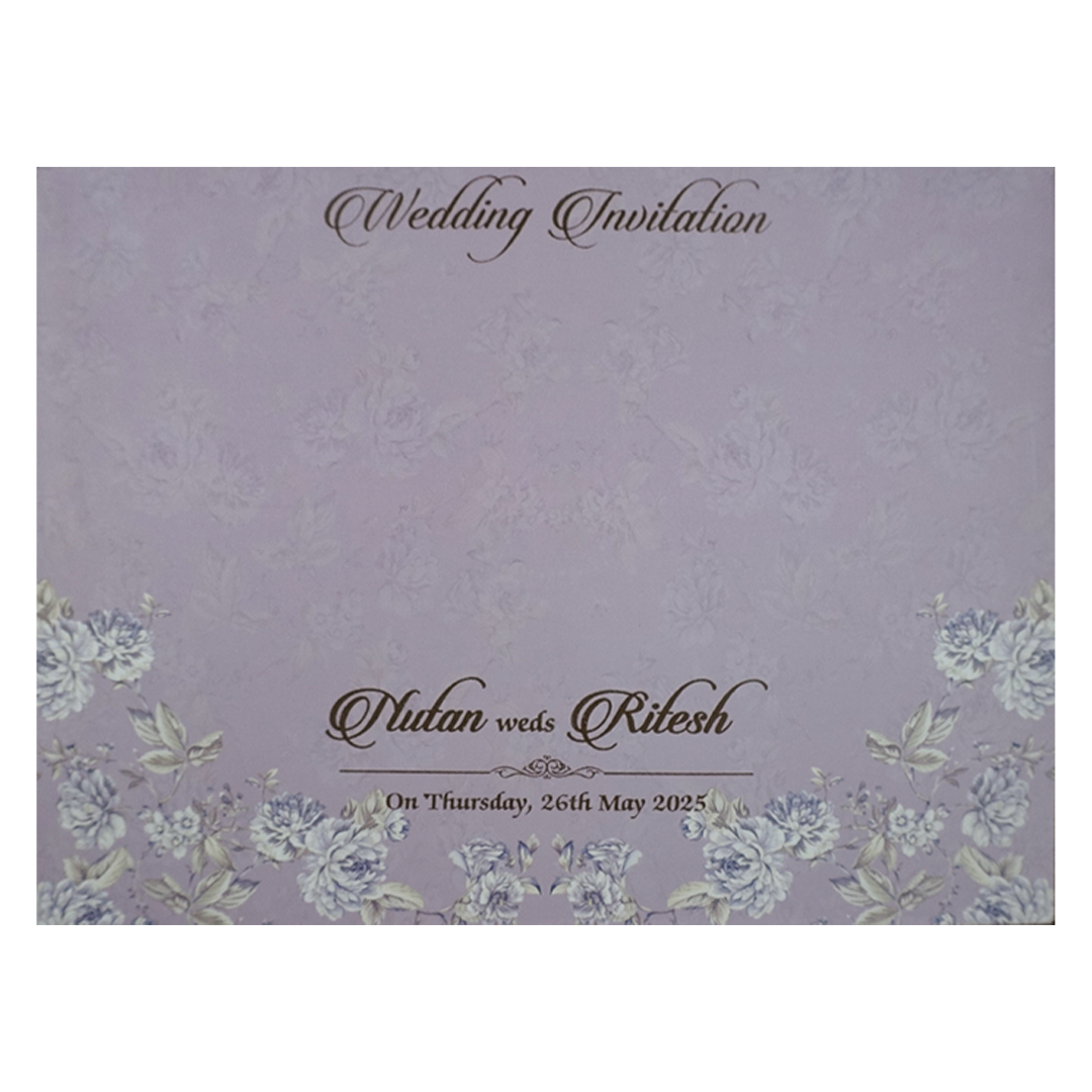 Pastel Lavender Floral Padded Wedding Card-KRE27880