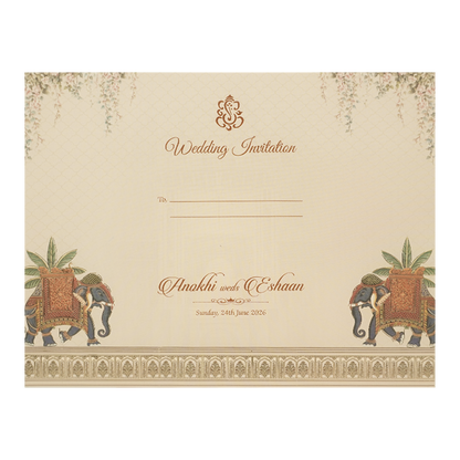 Cream Palace Laser Cut Padded Wedding Card-KJTS3685