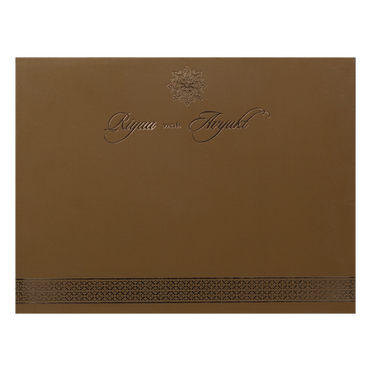 Brown Padded Floral Wedding Card-KRC31600