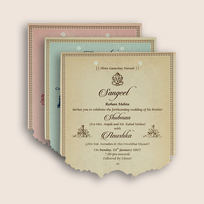Pastel Pink Floral MDF Laser Cut Wedding Invitation - KRB10060
