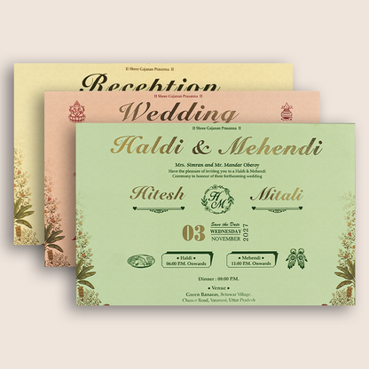 Wine Royal Elephant Padded Wedding Card - KSH18040