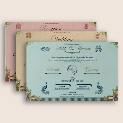 Brown Royal Palace Padded Invitation Card - KSH18030
