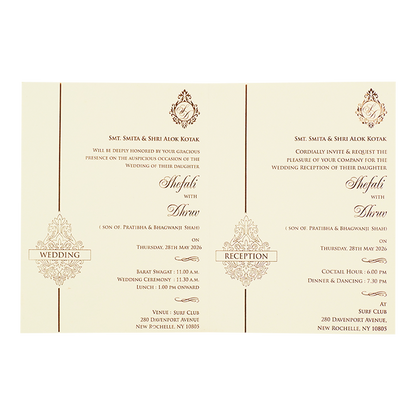 White Embossed Ganesha Wedding card-KRE28470