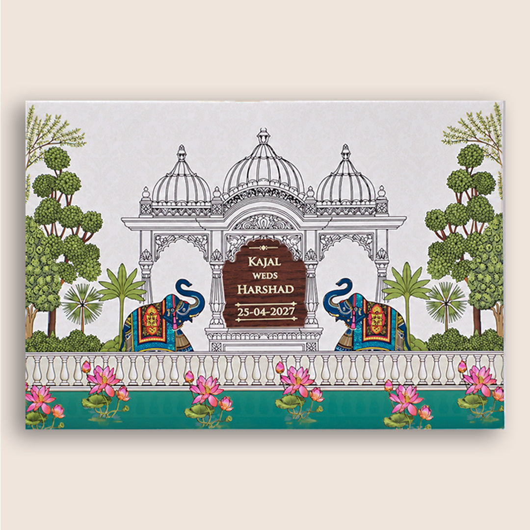 White Elephant Palace Padded Wedding Invitation - KSH18330