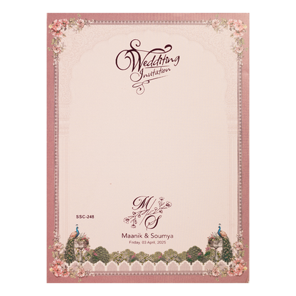 Pink Royal Couple Palace Padded Wedding Card-KSSC2480