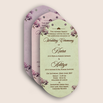Lavender Floral MDF Laser Cut Marriage Card - KFR15040