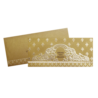 Gold Embossed Regal Wedding Invitation Card-KPR06280