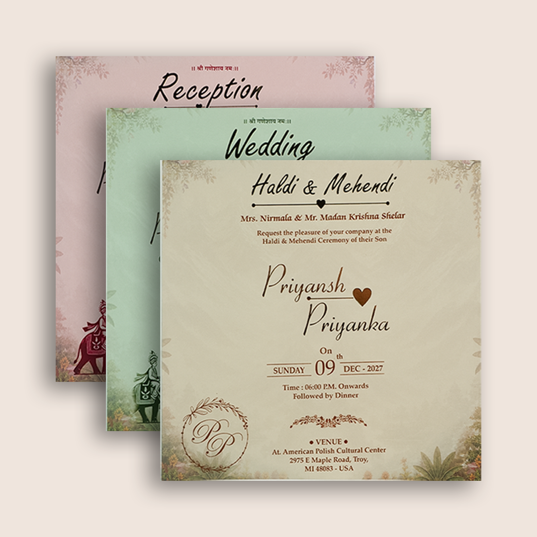Green Padded Lord Shiva Parvathi Door Style Wedding Invitation - KSH18740