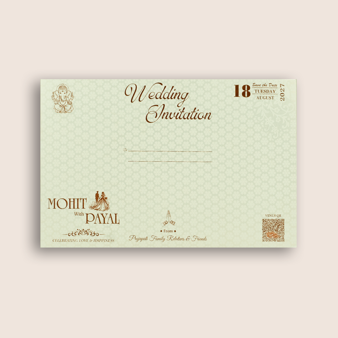White Embossed Floral Padded Marriage Card - KSH27230
