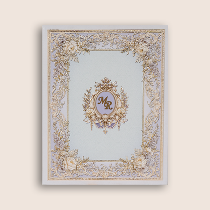 Lavender Embossed Floral Luxury Wedding Invitation Box - KSI33290