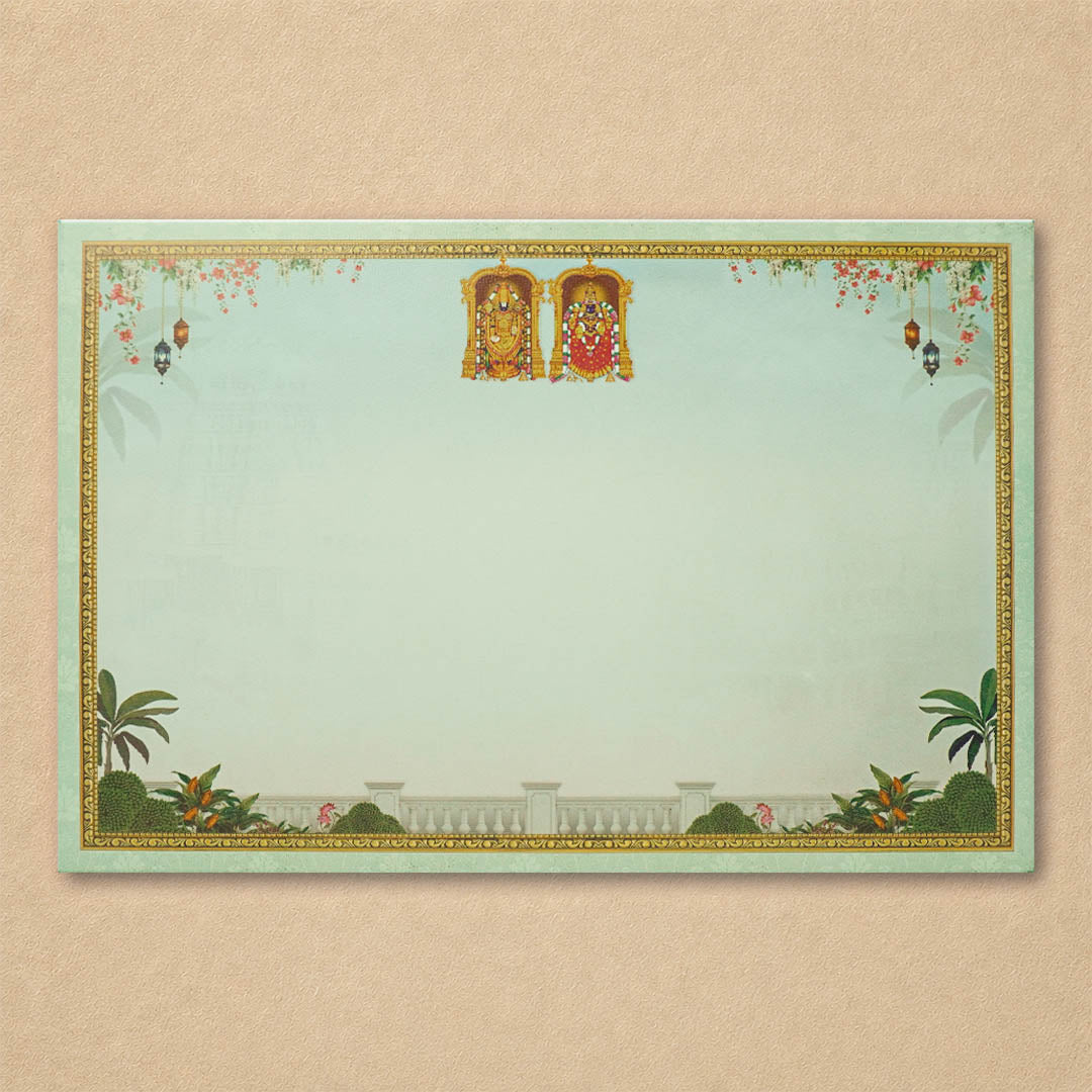 Green Padded Floral God Wedding Card-KNAK4703