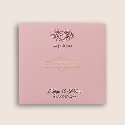 Pink Floral Lattice Wedding Card - KNRS6901