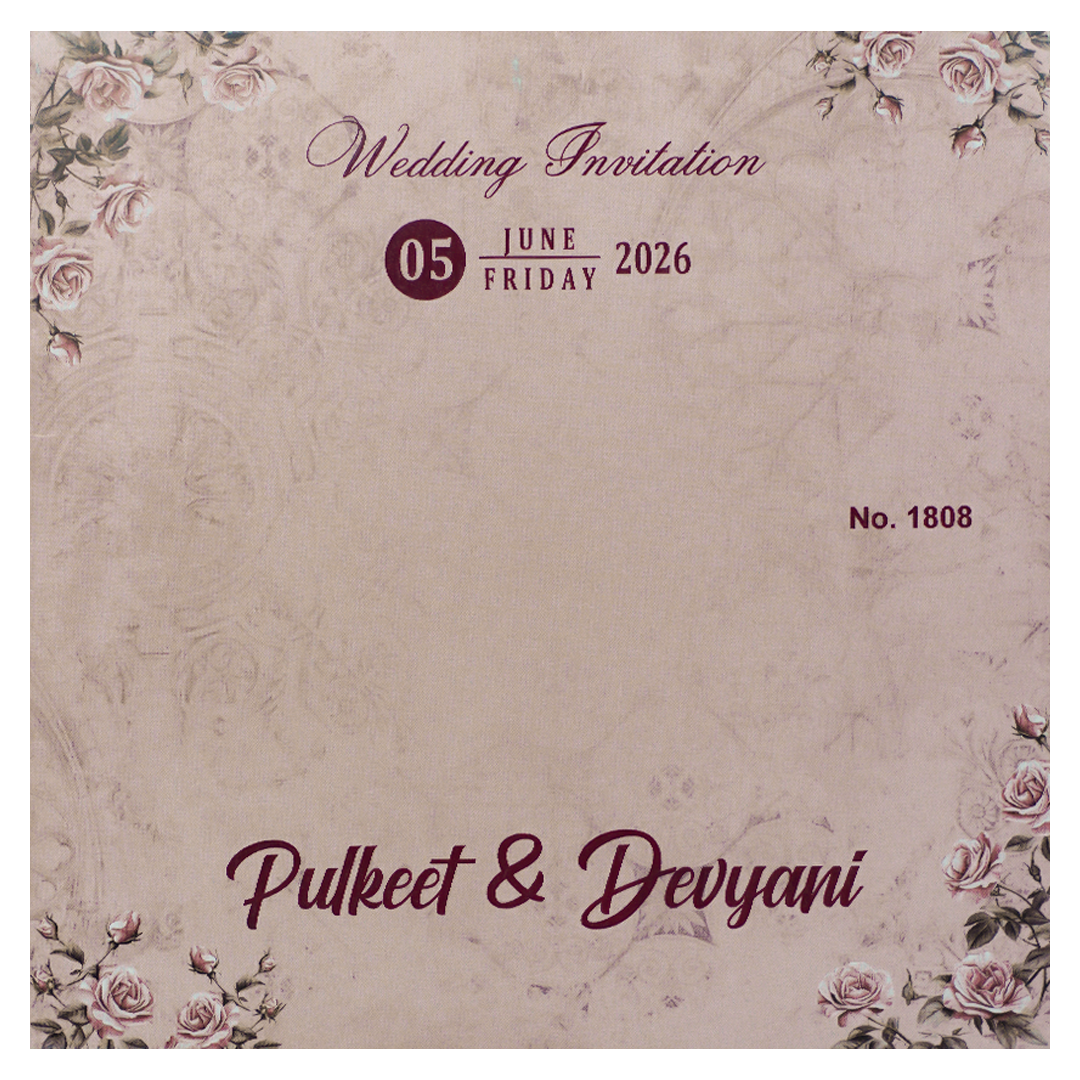 Pink Laser Cut Padded Wedding Card-KJTS1808